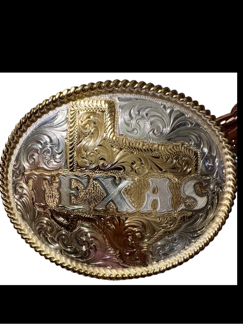 Montana Silversmiths Belt Buckle ‘TexasSterling Silver Plate 3.5”x 3”Texan Belt
